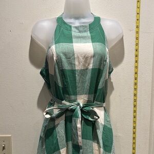 Anthropologie Maeve Green and White Checkered Dress